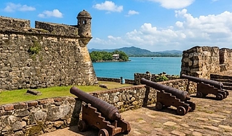Ruinas de Portobelo con cañones